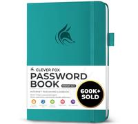 Clever Fox Libro delle password, con linguette, per indirizzi Internet e password, con linguette alfabetiche, formato medio, per accesso al computer e al sito web, acquamarina