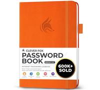 Clever Fox Libro delle password con schede alfabetiche - Registro degli indirizzi Internet, organizer per indirizzi Internet, custodia per password media, per accessi al sito web, arancione