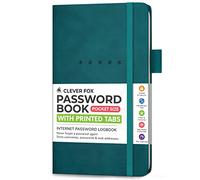 Clever Fox Libro delle password, organizer alfabetizzato per indirizzi Internet e password, per computer e siti web, diario delle password di accesso, tasca, 9,5 x 16 cm, copertina rigida (verde acqua
