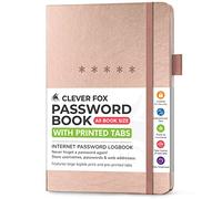 Clever Fox Libro delle password, organizer alfabetizzato per indirizzi Internet e password, per computer e siti web, diario delle password di accesso, medio, formato A5, 14,5 x 21,5 cm, copertina