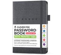 Clever Fox Libro delle password, organizer alfabetizzato per indirizzi Internet e password, taccuino per computer e siti web, diario password di accesso, medio, A5, 14,5 x 21,5 cm, copertina rigida
