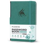 Clever Fox Libro password seconda edizione piccolo - Password Keeper tascabile con linguette alfabetiche laminate - Notebook per indirizzi Internet e dettagli di accesso - 8,9 x 14,2 cm (acquamarina)