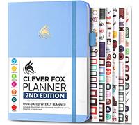 Clever Fox Planner 2a edizione - Pianificatore settimanale e mensile per obiettivi colorati, gestione del tempo e della produttività, senza data, A5 (pervinca)