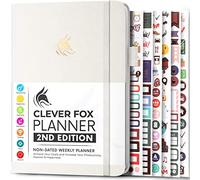 Clever Fox Planner 2nd Edition - Agenda settimanale e mensile per obiettivi, gestione del tempo e della produttività, senza data, formato A5, colore: bianco