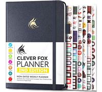Clever Fox Planner 2nd Edition - Agenda settimanale e mensile per obiettivi, organizer per la gestione del tempo e la produttività, senza data, A5 (argento nero)