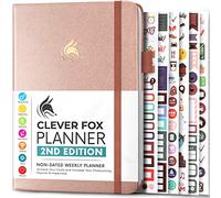 Clever Fox Planner 2nd Edition - Agenda settimanale e mensile per obiettivi, organizer per la gestione del tempo e la produttività, senza data, A5 (oro rosa)