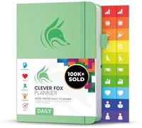 Clever Fox Planner Daily - Best Agenda & Calendario per aumentare la produttività e raggiungere gli obiettivi - Agenda personale - 14,5 x 21 cm, dura 6 mesi, senza data, verde menta