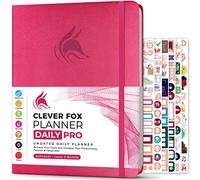 Clever Fox Planner Daily PRO - Agenda giornaliera e diario di gratitudine per aumentare la produttività, la gestione del tempo e raggiungere i tuoi obiettivi, senza date, formato A4, 21,5 x 28 cm,