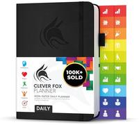 Clever Fox Planner Giornaliero 2019 - Migliore Agenda Calendario giornaliero per aumentare produttività, Felicità e raggiungere i tuoi obiettivi - Organizer Personale - A5, senza data - Nero
