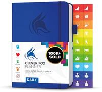 Clever Fox Planner Giornaliero 2019 - Migliore Agenda Calendario giornaliero per aumentare produttività, Felicità e raggiungere i tuoi obiettivi - Organizer Personale - A5, senza data - Blu reale