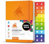 Clever Fox Planner Giornaliero 2019 - Migliore Agenda Calendario giornaliero per aumentare produttività, Felicità e raggiungere i tuoi obiettivi - Organizer Personale - A5, senza data - Arancia
