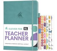 Clever Fox Planner per insegnanti, planner scolastico con calendari e piani di lezione, libro per l'organizzazione scolastica e domestica, formato A4 (turchese)