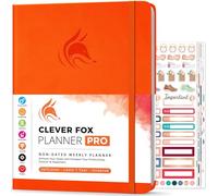 Clever Fox Planner PRO - Planner Settimanale/Mensile. Per aumento della tua produttività, Gestione del Tempo e raggiungere i tuoi obiettivi - Organizer, dura 1 anno - A4, Senza Data - Arancia