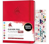 Clever Fox Planner PRO - Planner Settimanale/Mensile. Per aumento della tua produttività, Gestione del Tempo e raggiungere i tuoi obiettivi - Organizer, dura 1 anno - A4, Senza Data - Rosso