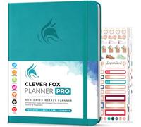 Clever Fox Planner PRO - Planner Settimanale/Mensile. Per aumento della tua produttività, Gestione del Tempo e raggiungere i tuoi obiettivi - Organizer, dura 1 anno - A4, Senza Data - Turchese
