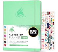 Clever Fox Planner PRO - Planner Settimanale/Mensile. Per aumento della tua produttività, Gestione del Tempo e raggiungere i tuoi obiettivi - Organizer, dura 1 anno - A4, Senza Data - Menta