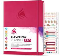 Clever Fox Planner PRO - Planner Settimanale/Mensile. Per aumento della tua produttività, Gestione del Tempo e raggiungere i tuoi obiettivi - Organizer, dura 1 anno - A4, Senza Data - Rosa scuro