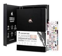 Clever Fox Planner Pro Premium da gennaio 2025 a gennaio 2026 - Lussuosa agenda settimanale, mensile e economica per produttività e raggiungimento degli obiettivi, copertina rigida A4 + scatola dei