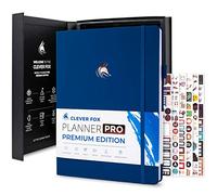 Clever Fox Planner Pro Premium - Lussuoso planner settimanale e mensile con organizer per produttività e obiettivi, senza data, A4 (blu navy)