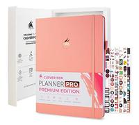 Clever Fox Planner Pro Premium - Lussuoso planner settimanale e mensile con organizer per produttività e obiettivi, senza data, A4 (rosa pesca)