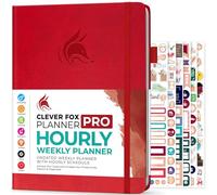 Clever Fox Planner PRO Schedule - Agenda settimanale e mensile non datata con fessure orarie, quaderno degli appuntamenti e agenda giornaliera, A4 (rosso)