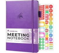 Clever Fox Taccuino per riunioni, organizer per lavoro e affari, con note e elementi d'azione, blocco note per la gestione di progetti e riunioni, formato A5, colore: viola