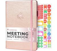 Clever Fox Taccuino per riunioni, organizer per lavoro e affari, con note e elementi d'azione, blocco note per la gestione di progetti e riunioni, formato A5, colore: oro rosa