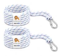 Clever Leon Kit Sospensione per Amaca e Sedia Sospesa, Set 2 Corde 4 m con 2 Moschettoni di Sicurezza, Corda in Polipropilene 6 mm Resistente UV, Portata 360 kg, per Giardino, Terrazza e Campeggio