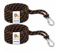 Clever Leon Kit Sospensione per Amaca e Sedia Sospesa, Set 2 Corde 4 m con 2 Moschettoni di Sicurezza, Corda in Polipropilene 6 mm Resistente UV, Portata 360 kg, per Giardino, Terrazza e Campeggio