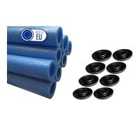 Clever Leon Set di 8 tubi in schiuma per trampolino con tappi, per trampolino, imbottitura in schiuma, 180 cm, colore: blu