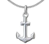 Clever Schmuck - Ciondolo in argento a forma di ancora da 15 mm, finitura lucida su entrambi i lati, con catenina da 40 cm, in argento Sterling 925, con custodia