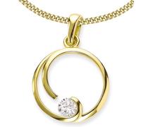 CLEVER SCHMUCK Collana in oro da donna, 22 mm, rotonda, con zirconi e catenina a maglia barbazzale, 45 cm, in argento Sterling 925, con custodia, colore: crema