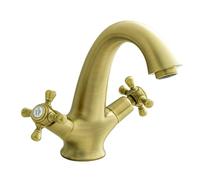 Clever With2 Antigona - Miscelatore monocomando per lavabo, 125 mm, in bronzo, con maniglia tradizionale a croce, in ottone massiccio