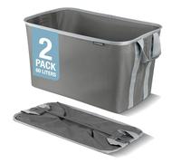 CleverMade Cesto portabiancheria pieghevole, grigio chiaro/grigio pietra, 2 pezzi - 60 l, cesto portabiancheria pieghevole con robusto telaio in filo pop-up e maniglie per il trasporto, cesto