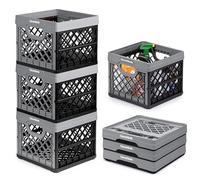 CleverMade - Contenitori pieghevoli per il latte, modello Stone, 3 pezzi, 25 L, impilabili, possono contenere 22,7 kg ciascuno, i Clevercrates sono resistenti, in plastica pieghevole per molteplici