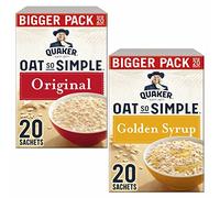 Cleverry set con Quaker Oat So Simple Farina D'Avena Porridge Originale 20 buste x 27g e Golden Syrup 20 buste x 36g - Oatmeal per una deliziosa colazione