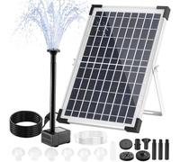 Clevich 12 W Fontana Solare, Pompa Solare, Tubo da 1 M, Lunghezza Cavo 3,25 m, 9 Ugelli, per Laghetti per Pesci, Piccoli Laghetti, Cascate, Vasi di Fiori, Fontane Decorative