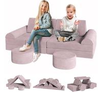 Clevich 15 Pezzi Divano Modulare per Bambini,Divano da Gioco per Bambini,Poltrona Letto Bambino,Divano Trasformabile per Bambino,Fortezza Costruibile,Mobili da Gioco Morbidi per Camera da Letto