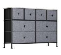 Clevich 8 cassetti in tessuto, pannello in legno, robusto telaio in metallo, versatile per soggiorno e notte, corridoio, ufficio, design vintage, grigio, 1 pezzo