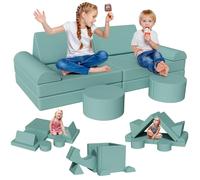Clevich Divano componibile per bambini, divano per bambini convertibile confortevole, mobili per camera da letto e sala giochi per tutti-piccoli, possibilità di gioco infinito, velluto a coste (verde)