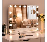 Clevich Hollywood Specchio Trucco con Luci, 58 x 46 cm Specchio con 15 Luci LED, 3 modalità Luce e controllo touch, porta USB, Specchi da parete o da tavolo (Bianco)