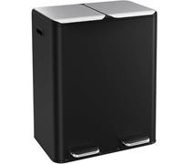 Clevich Pattumiera da cucina, 2 x 30 litri, con filtro antiodore, sistema di raccolta differenziata, 2 scomparti, in metallo, doppia pattumiera da cucina, secchio interno estraibile