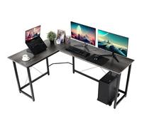 Clevich Schreibtisch L Form, 167 x 120 cm Gaming Tisch mit Regal, Stabil Eckschreibtisch L-förmiger mit Eisenhaken, Computertisch fürs Home Büro, Platzsparend, Einfach zu Montieren