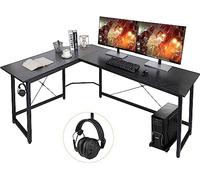 Clevich Schreibtisch L Form, 167 x 120 cm Gaming Tisch mit Regal, Stabil Eckschreibtisch L-förmiger mit Eisenhaken, Computertisch fürs Home Büro, Platzsparend, Einfach zu Montieren