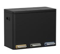Clevich Sistema di raccolta differenziata 3 × 15 l in acciaio, 3 scomparti con pedali codificati a colori, pattumiera con coperchi soft close e secchio interno, nero