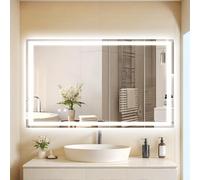 Clevich Specchio Bagno con Luce 100 x 60 cm, Specchio-LED con 3 Colori di Luce Dimmerabile, Vetro Temperato Antideflagrante, Antifog, Interruttore Touc, Funzione Memoria