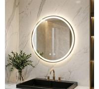 Clevich Specchio Bagno con Luce LED Rotondo 60 cm, Specchio da Parete con Funzione Memoria e Antiappannamento, Vetro Temperato, 3 Colori Regolabili e Dimmerabile