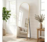 Clevich Specchio da Terra Curvo, 162 x 50 cm, Specchio da Parete con Cornice in Alluminio per Camera da Letto,Bagno,Ingresso e Corridoio, Oro