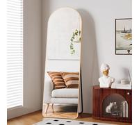 Clevich Specchio da Terra Curvo, 162x50 cm, Grande Specchio da Parete con Cornice in Alluminio Rinforzata, da Parete o Terra per Camera da Letto, Soggiorno, Oro
