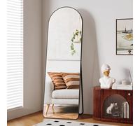 Clevich Specchio da Terra Curvo, 162x50 cm, Grande Specchio da Parete con Cornice in Alluminio Rinforzata, da Parete o Terra per Camera da Letto, Soggiorno, Nero